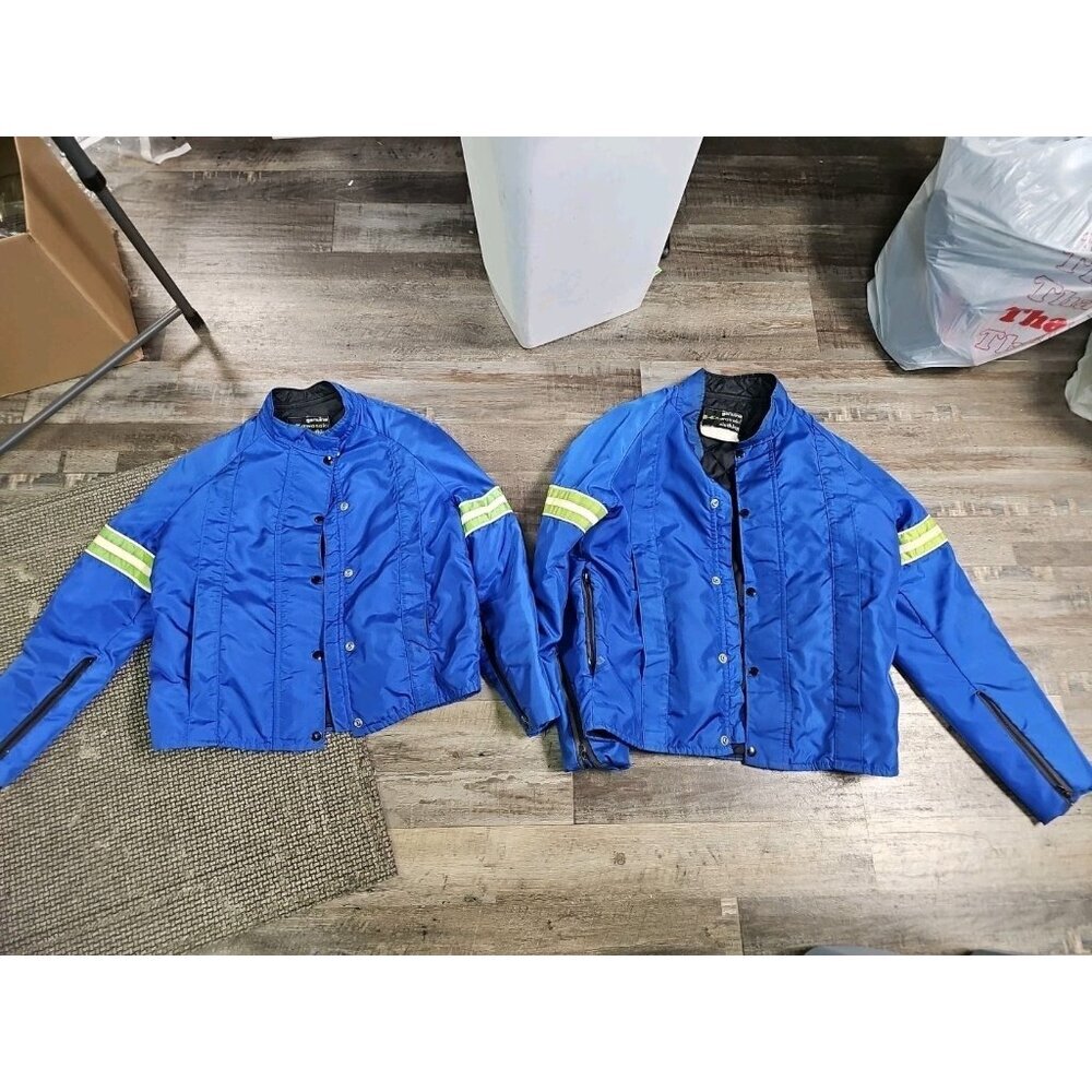 VTG 80s Kawasaki Jacket Lot Of 2 Mens M Green Blue Made USA Motorycle Nylon
